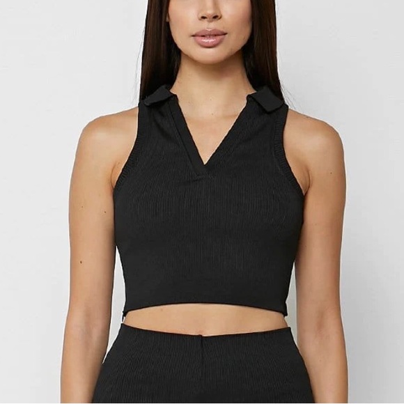 Ribbed Cycling Short & Polo Crop Top - Picture 2 of 7